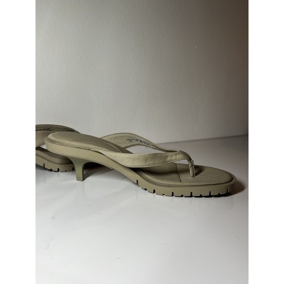 Zara Flip Flop Kitten Heels Sandals Sage Light Green Womens Size 41 - Picture 16 of 16
